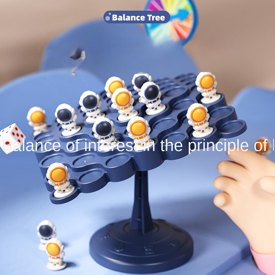 [Joyful Learning] Astronaut Balance Tree Board Game with 12 Colorful Spaceman Figures, Multi-Level Challenges, and Durable Plastic Material