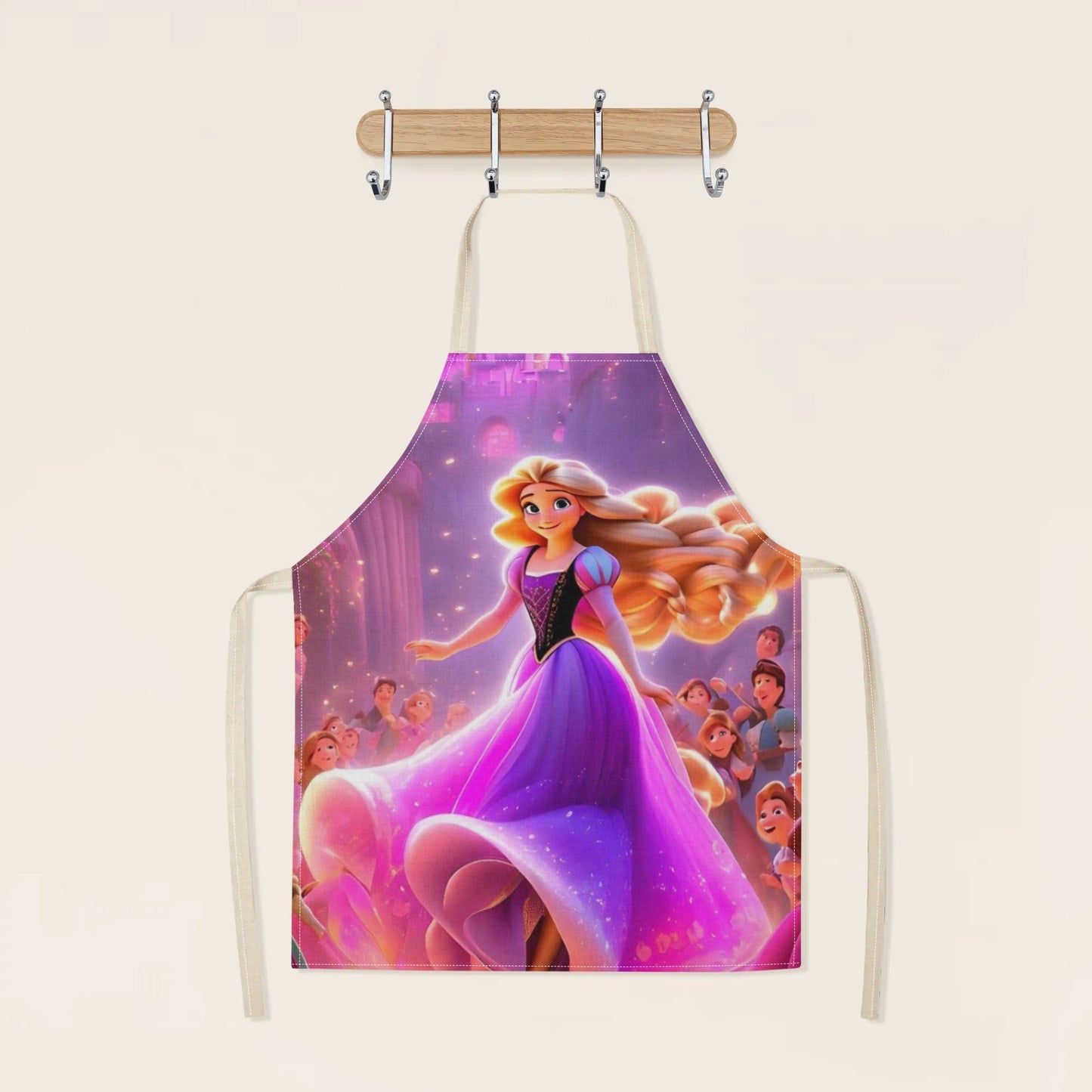 Waterproof apron with vibrant and durable polyester featuring a fairy tale print from the Disney Cinderella cartoon, perfect for kitchens, restaurants, hotels, and home use.