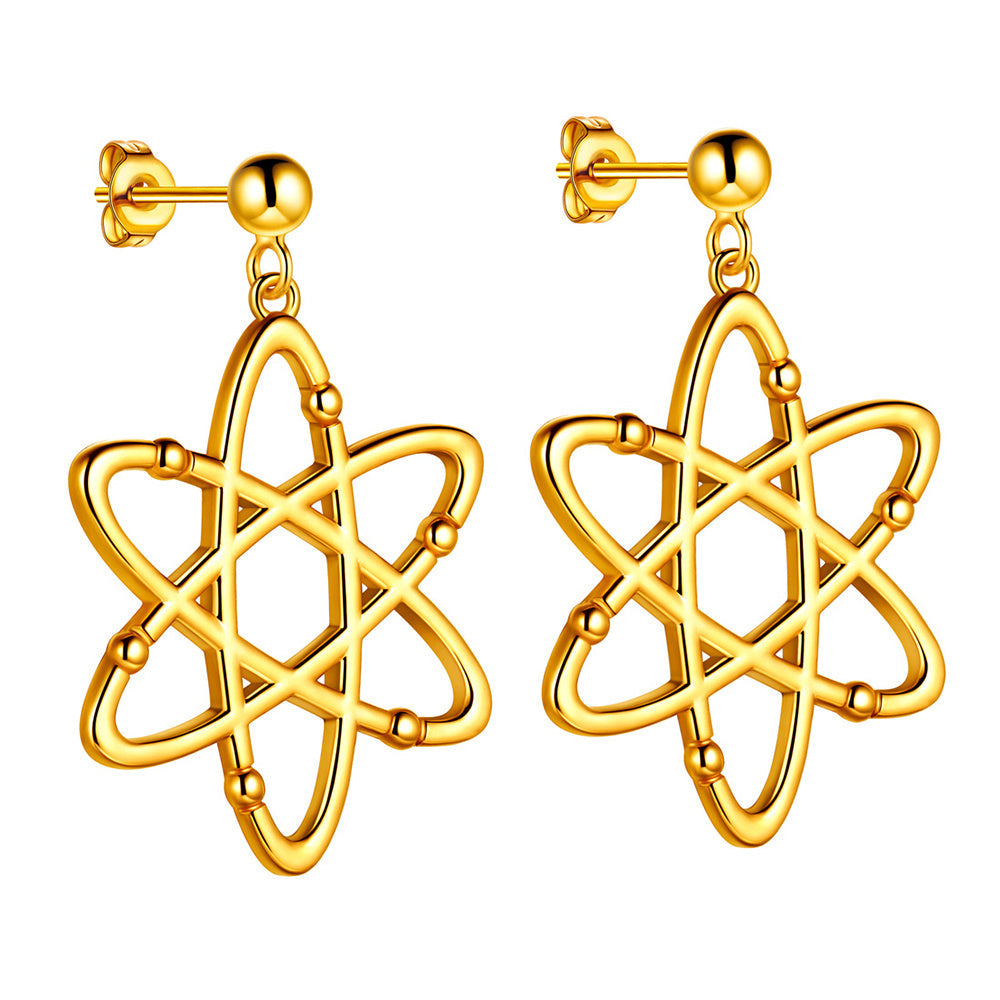 Science-themed Dangle Earrings Featuring Atoms with Six Electrons - Unique Gift for Biology and Chemistry Enthusiasts