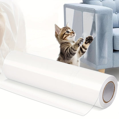 1 roll of clear self-adhesive cat scratch protector for furniture, couch, sofa, wall, and door protection.