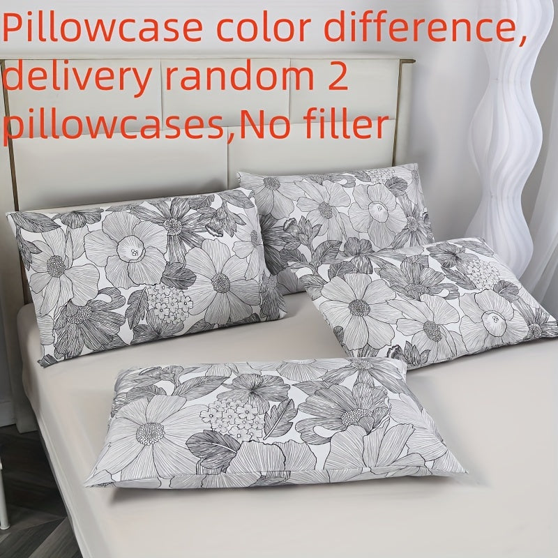 3-piece polyester fitted sheet set has a brushed skin-friendly finish, featuring plant flower design for home or hotel use.