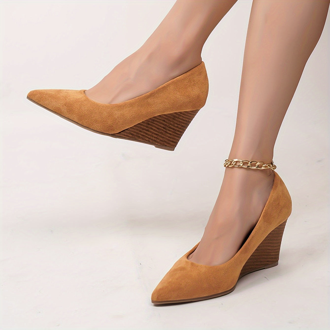 Casual women's wedge heels in solid color with a platform design for comfort.