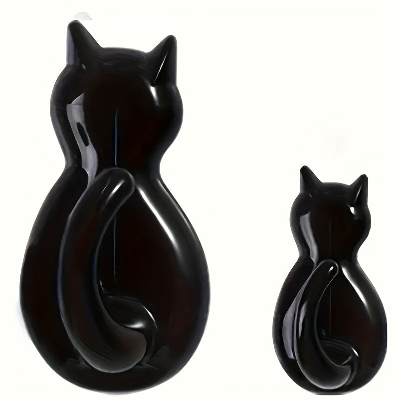 2 Cute Cartoon Cat Adhesive Hooks for Coats, Towels, Shower Curtains - Strong, Transparent, No-Damage - Ideal Bathroom Decor