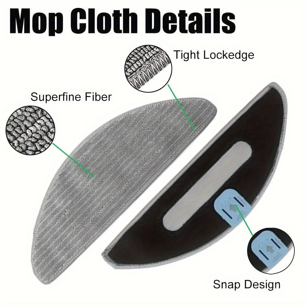 Mop Pads Set of 6: Compatible with iRobot Combo j5/j5+, i5/i5+ Robot Vacuum, Washable and Reusable Microfiber Snap-On Floor Cleaning Attachments