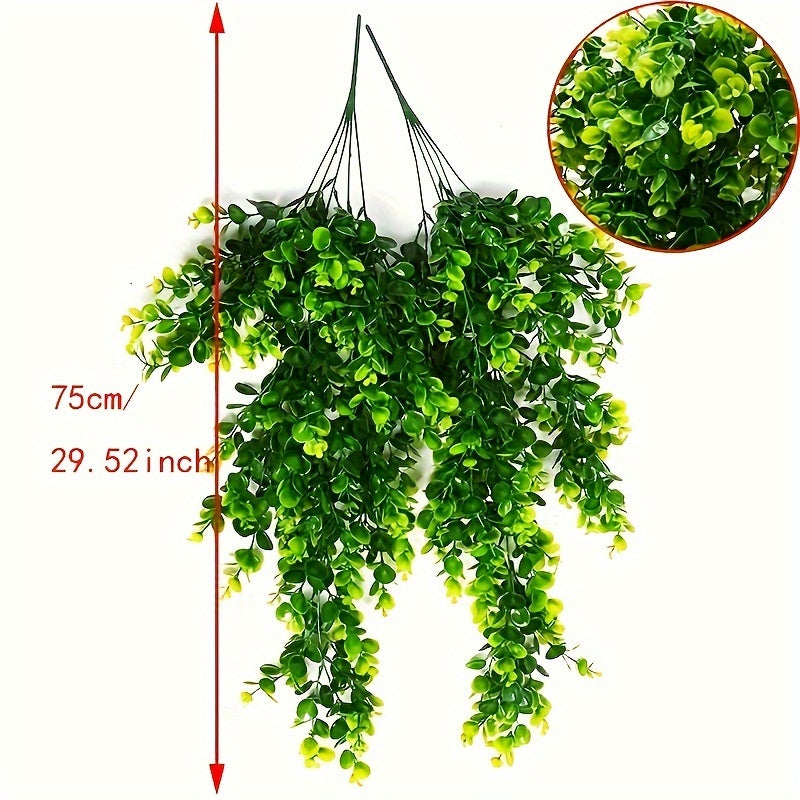 1 premium oxidation-resistant artificial eucalyptus rattan hanging plant for outdoor wall and wedding decor, featuring UV-resistant plastic.