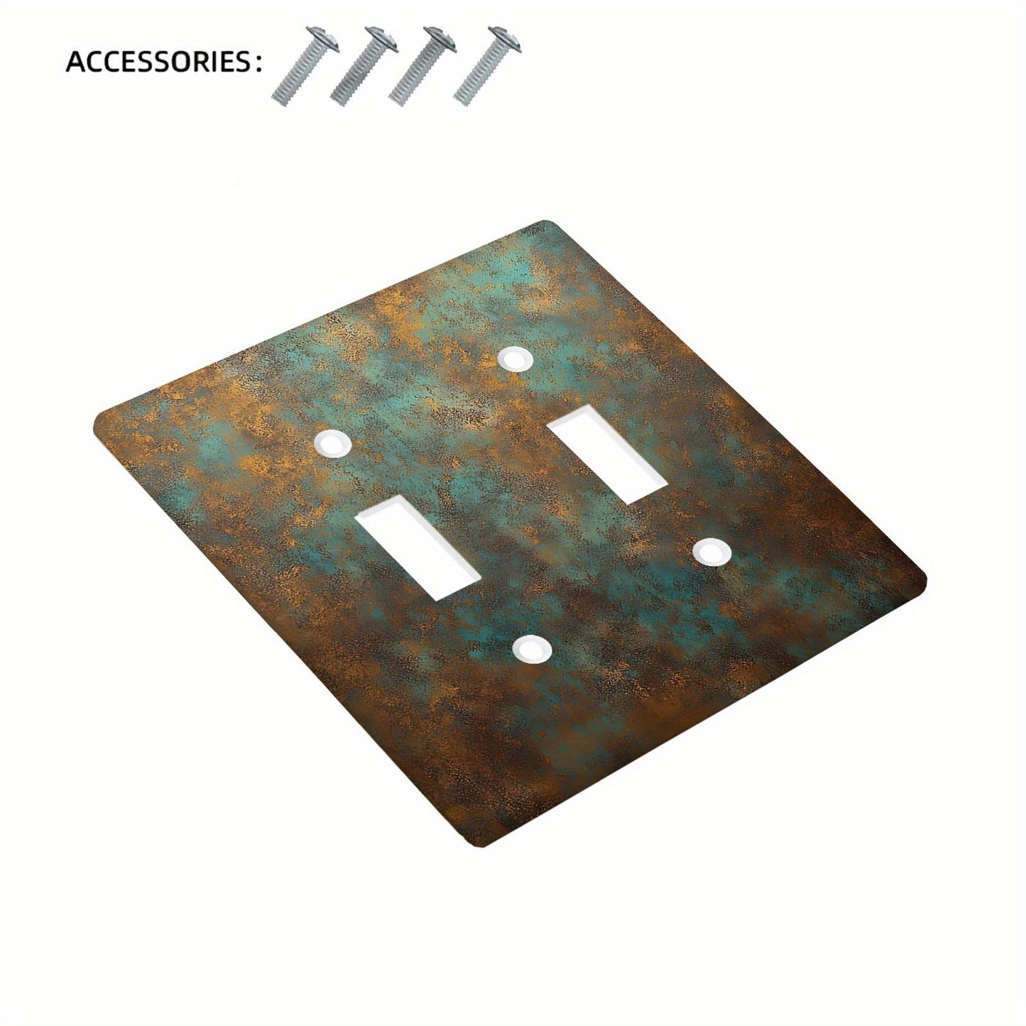 1pc Aged Copper Patina Design Wall Plate Cover for Home Decor - 1Gang/2Gang, Image