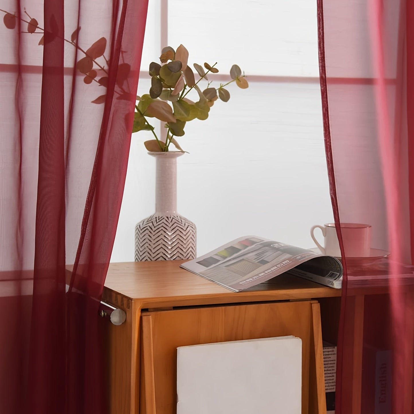 [Top Pick] Add a touch of elegance to your home with these stylish terylene gauze curtains. The two-piece set features a semi-transparent design in a plain color, perfect for creating a breathable and lightweight atmosphere in any room. Hang them with