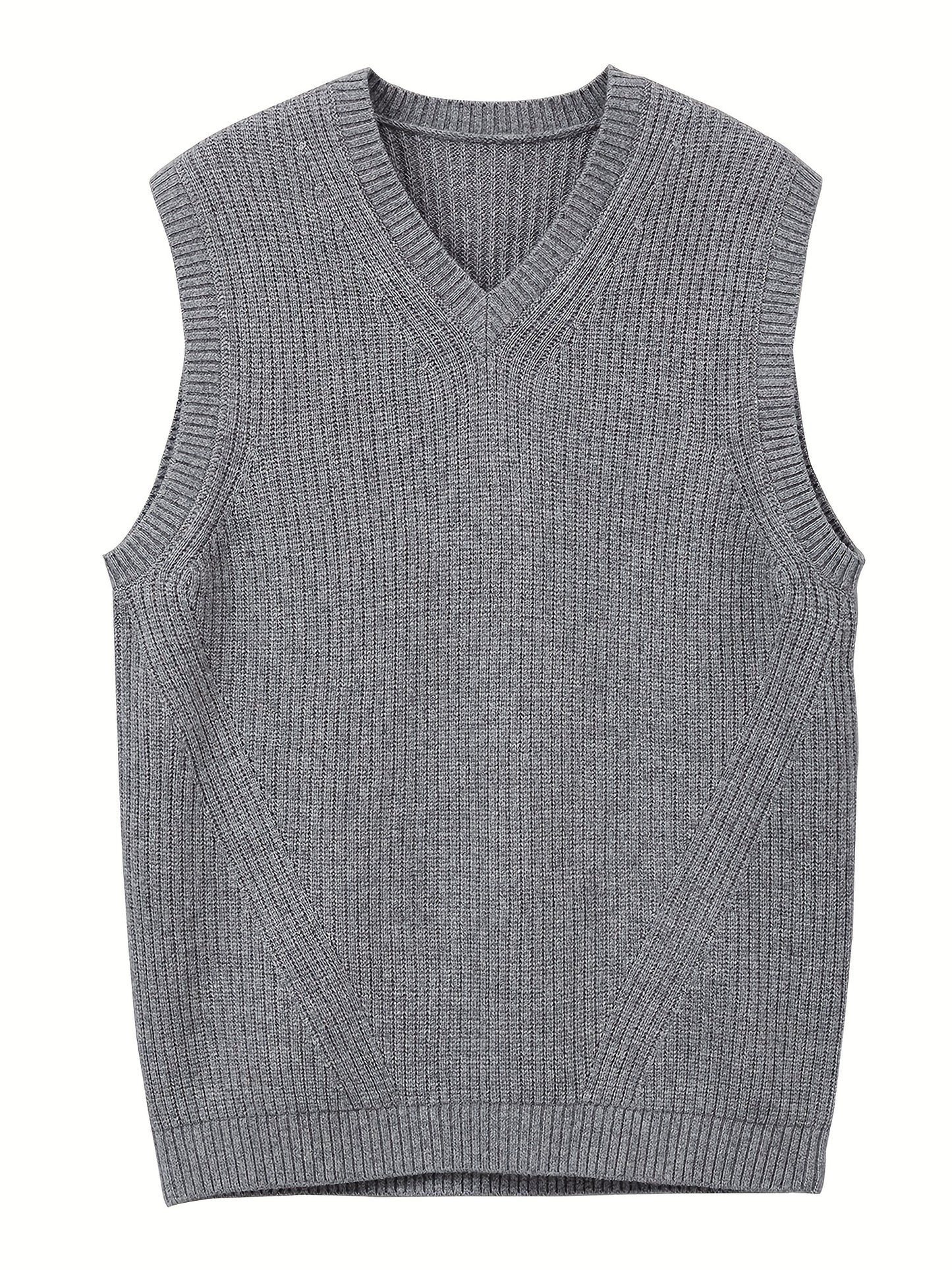 Sleeveless V-Neck Knitted Sweater Vest for Men