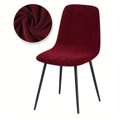 Arc-shaped short back chair slipcover made of velvet fabric, suitable for bar chairs in dining rooms and home offices.