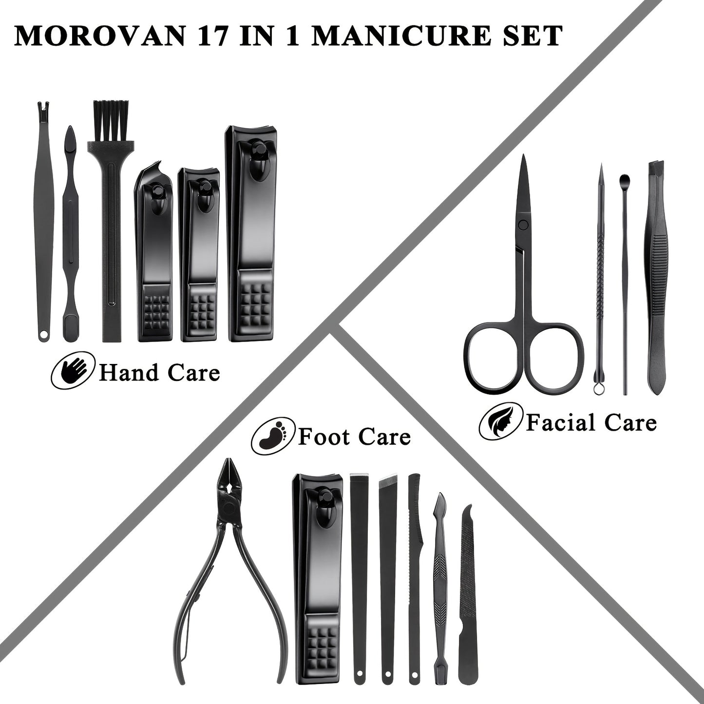 16/19pcs Stainless Steel Manicure Set for Men and Women's Travel.