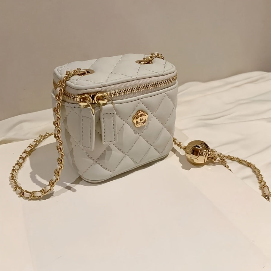 Winter mini shoulder crossbody bag purses for women featuring rhombic chain box design.