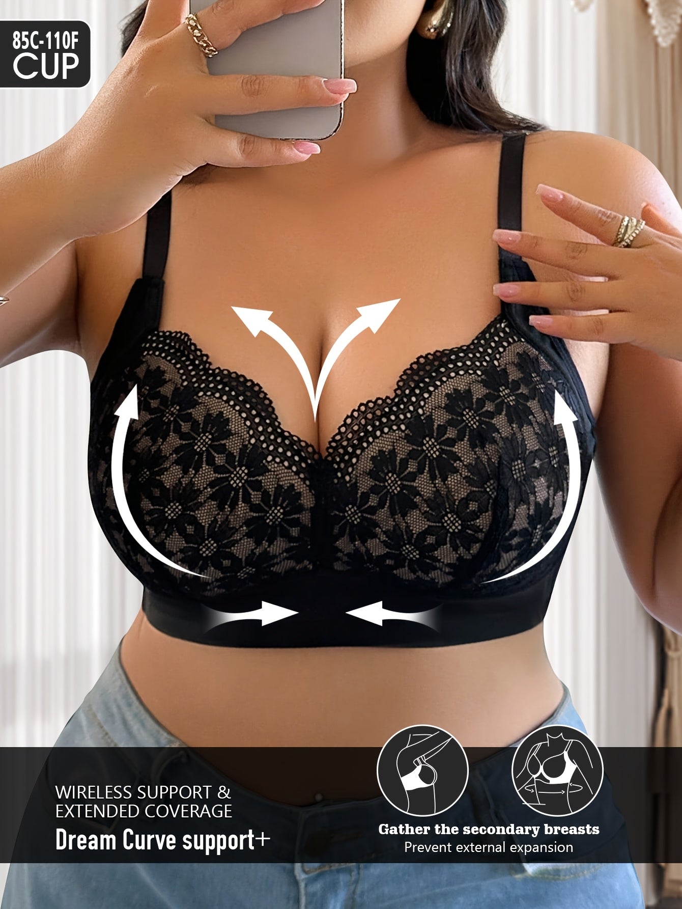 Wire-free plus size strapless bra