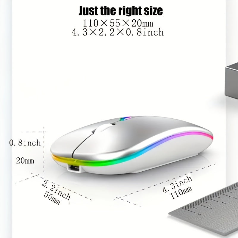 WOWSSYO Wireless Gaming Mouse with Trackball Movement, Ergonomic Right-Handed Design, Silent Backlit, USB Rechargeable, Dual Mode 2.4G & 5.1, for Laptop & iPad, Battery Powered with Glitter