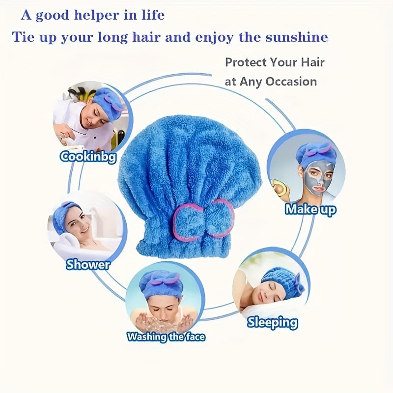 Microfiber hair towel wrap with cartoon theme, quick dry, versatile use, 100 GSM, 1-Pack.