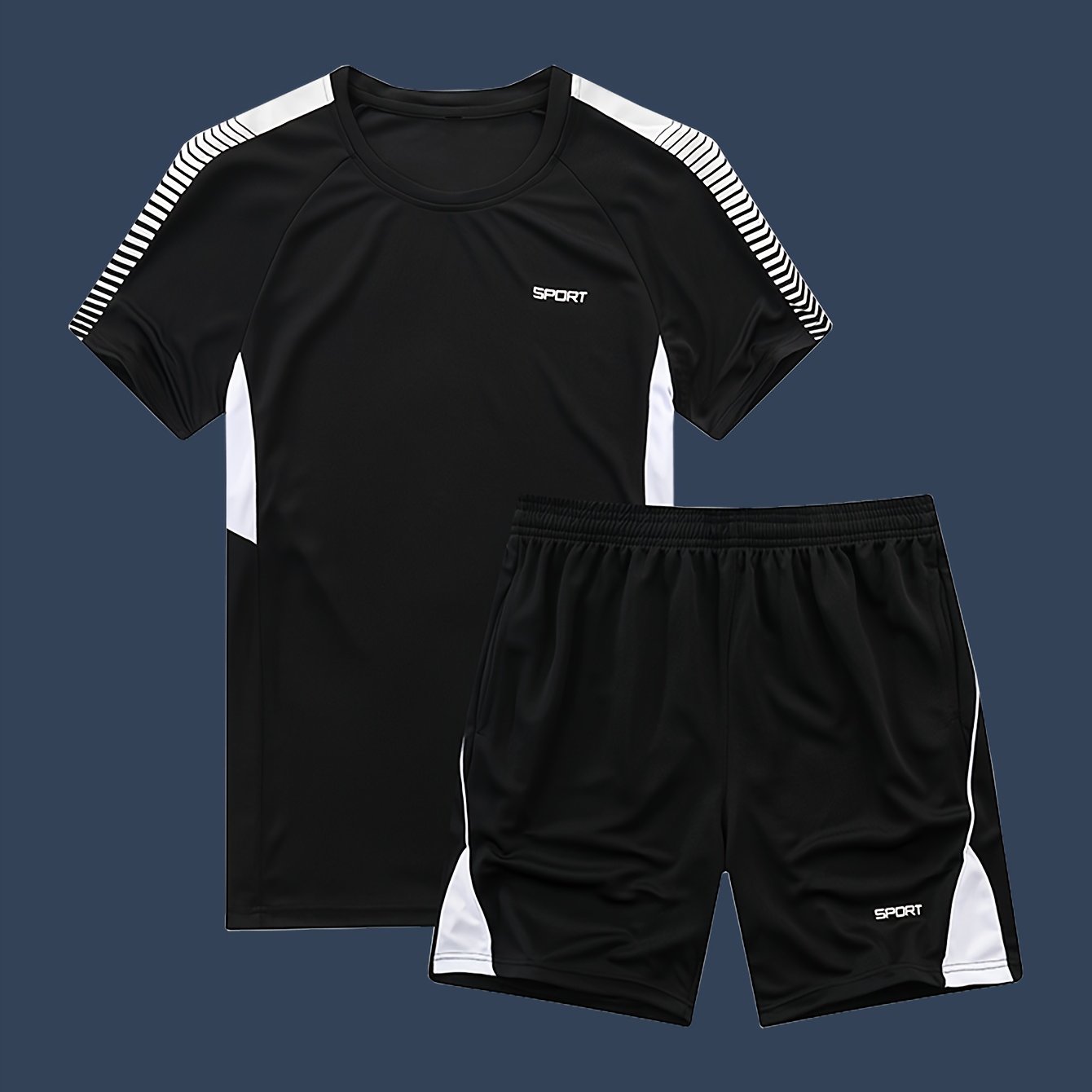 Men's Summer Set: Muscle T-Shirt and Shorts, Polyester Beach Outfit