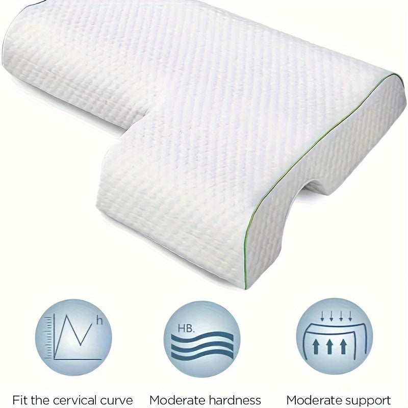 Slow-rebound memory foam pillow with arch support perfect for back and side sleepers. Ideal for couples, office, and bedroom. Great gift for sleep and arm pain relief. Hypoallergenic