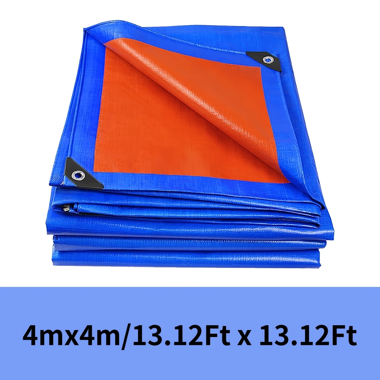 Durable rainproof tarpaulin with reinforced grommets for various uses such as truck cover, outdoor activities, camping, and tent accessories.