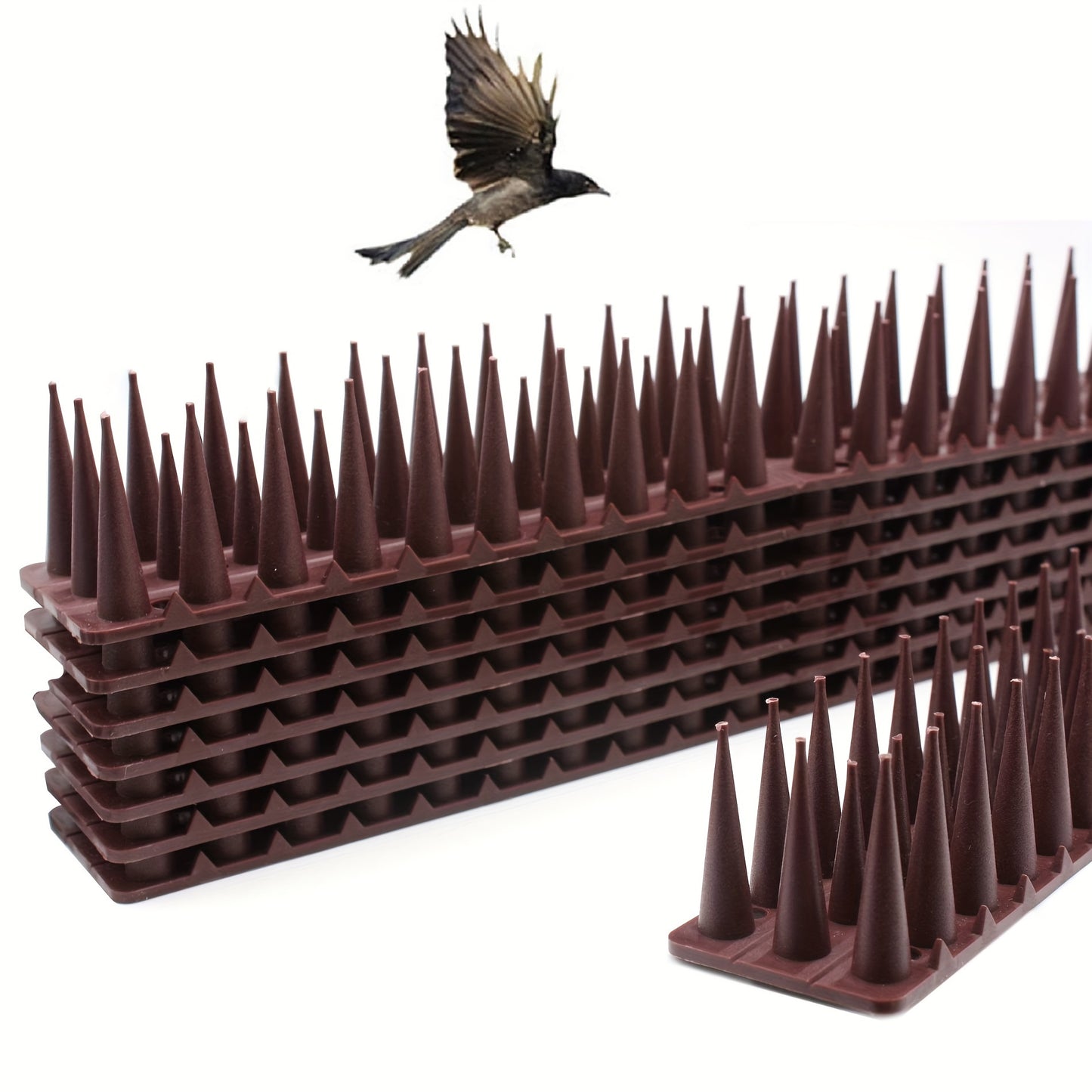 ZLYUQI Bird Spikes - Plastic fence spikes for outdoor use, physical electronic pest control. Prevents birds, squirrels, cats, raccoons, crows. No electricity or battery needed. Available in