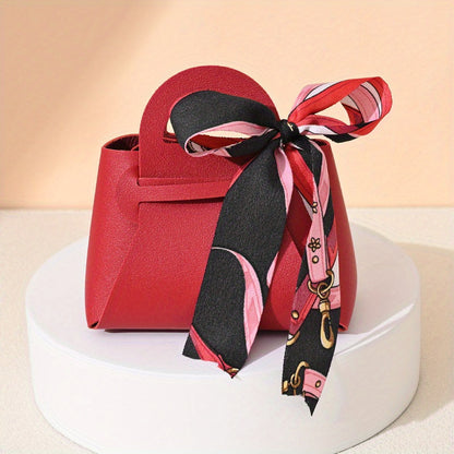 5 European-style faux leather wedding candy boxes, ideal for party favors and packaging.