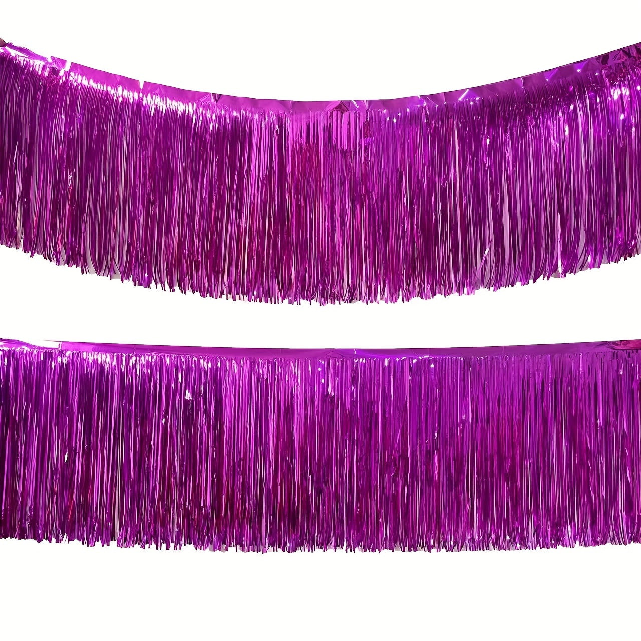 1 piece of Fringe Backdrop and Foil Curtain Backdrop in Hot Rose Pink and Princess Pink, 30 x 300cm / 1 x 10 feet each. Perfect for Streamers Party Decorations, Wall Hanging, Parade Floats, Wedding, Mardi Gras, Birthday, Valentine's Day Party Decoration.