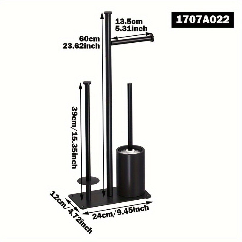 Freestanding toilet paper holder with storage rack and brush, efficient space-saving organizer