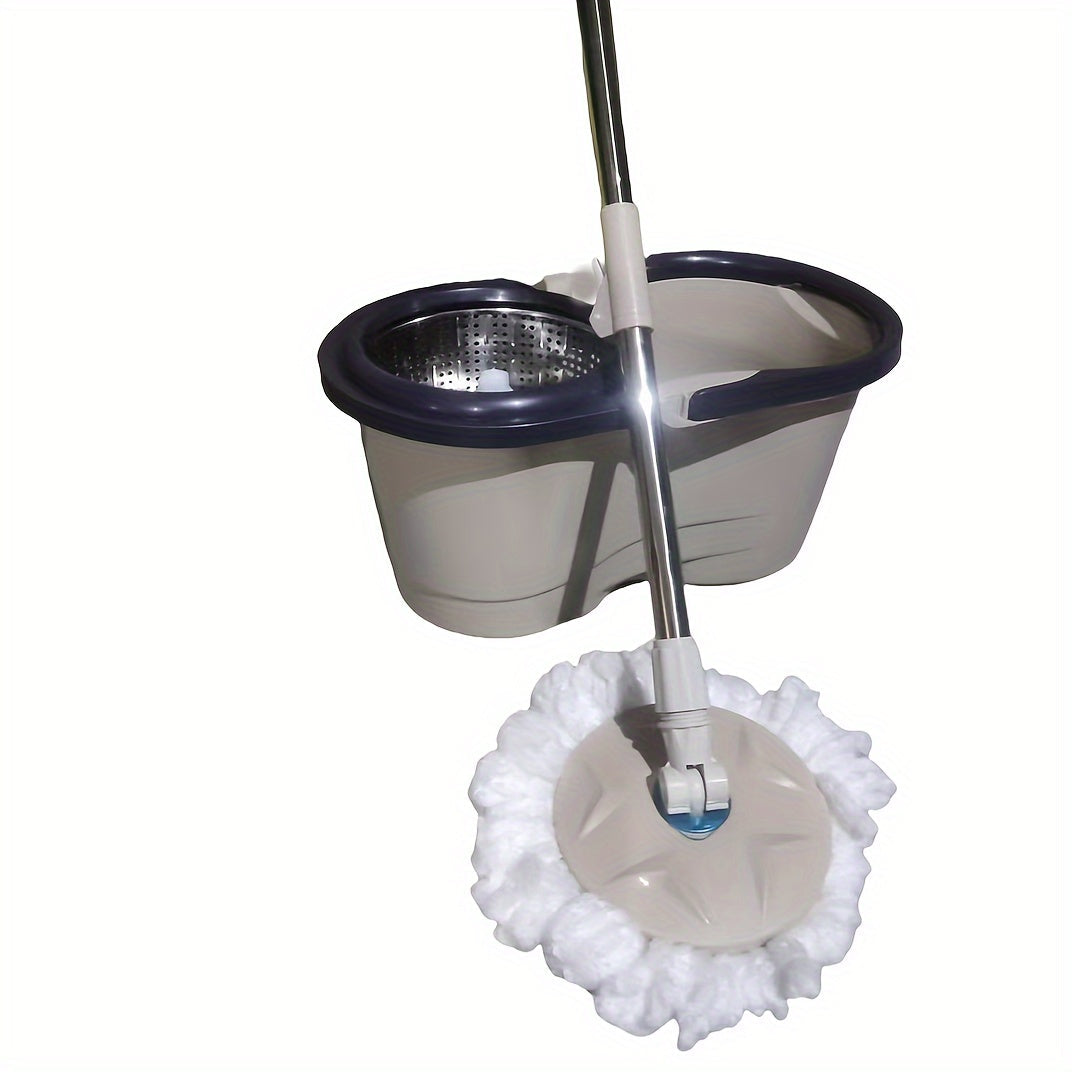 Spin Mop and Bucket Set with 4 Microfiber Pads - 360° Swivel Head for Easy Household Cleaning, Perfect for Living Room and Bedroom, Reusable Pads, Adjustable Handle, Great for Party Clean-Up