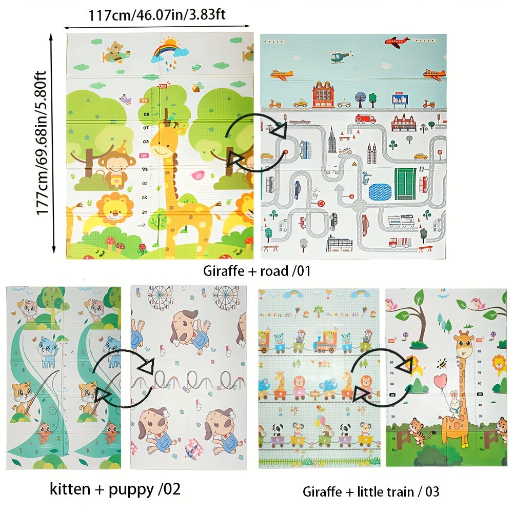 Premium Youngsters Play Mat - Extra Plush and Durable - Reversible Cartoon Design - Conveniently Foldable for Safe Crawling - Generous Size 176.99cm x 116.84cm