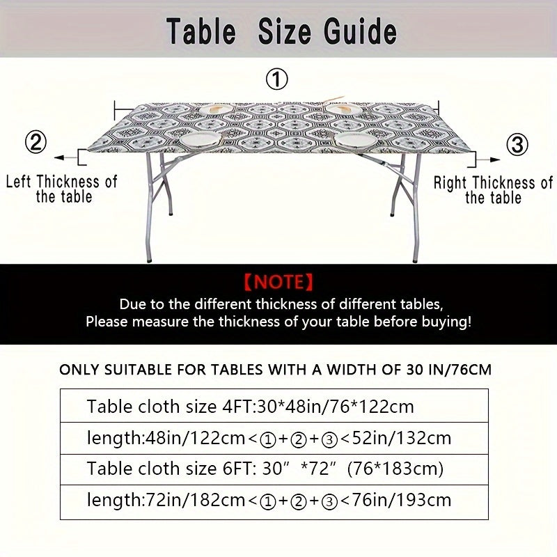 1pc Spandex rectangular polyester tablecloth - Waterproof, machine washable, ideal for buffet table, holiday dinner, wedding, trade show, and home supplies.