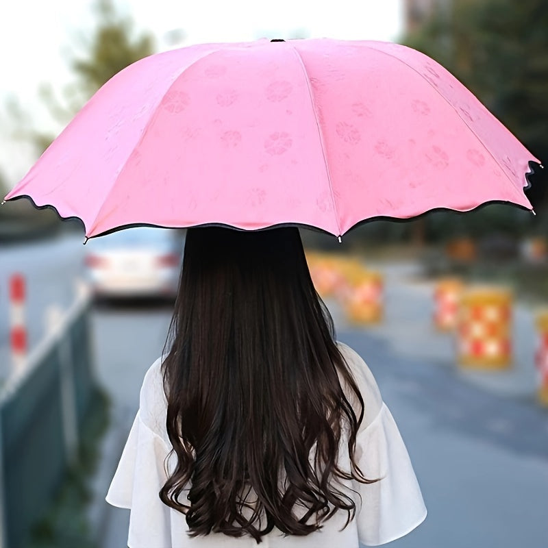 Waterproof folding umbrella with sun protection and wind resistance, Blossoming In Water Sun Umbrella.