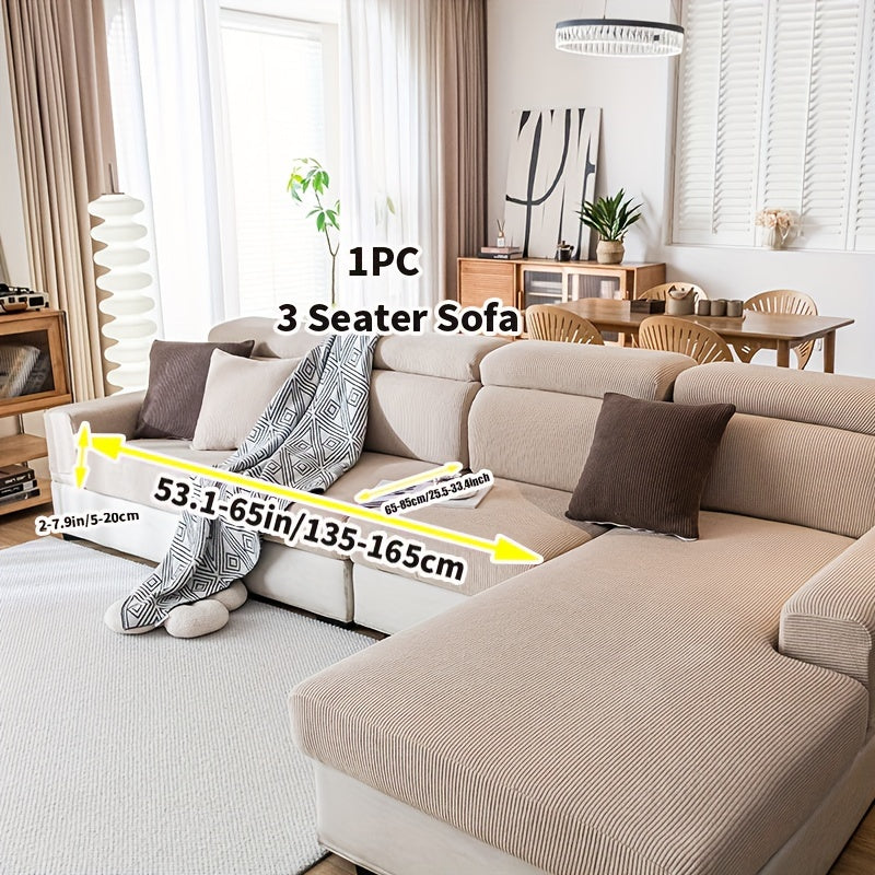 Elastic sofa slipcover in glam style, washable, durable, non-slip, all-season. Made from polyester and spandex blend for armchair to 4-seater sofas. Perfect for modern home and office decor, great Christmas gift.