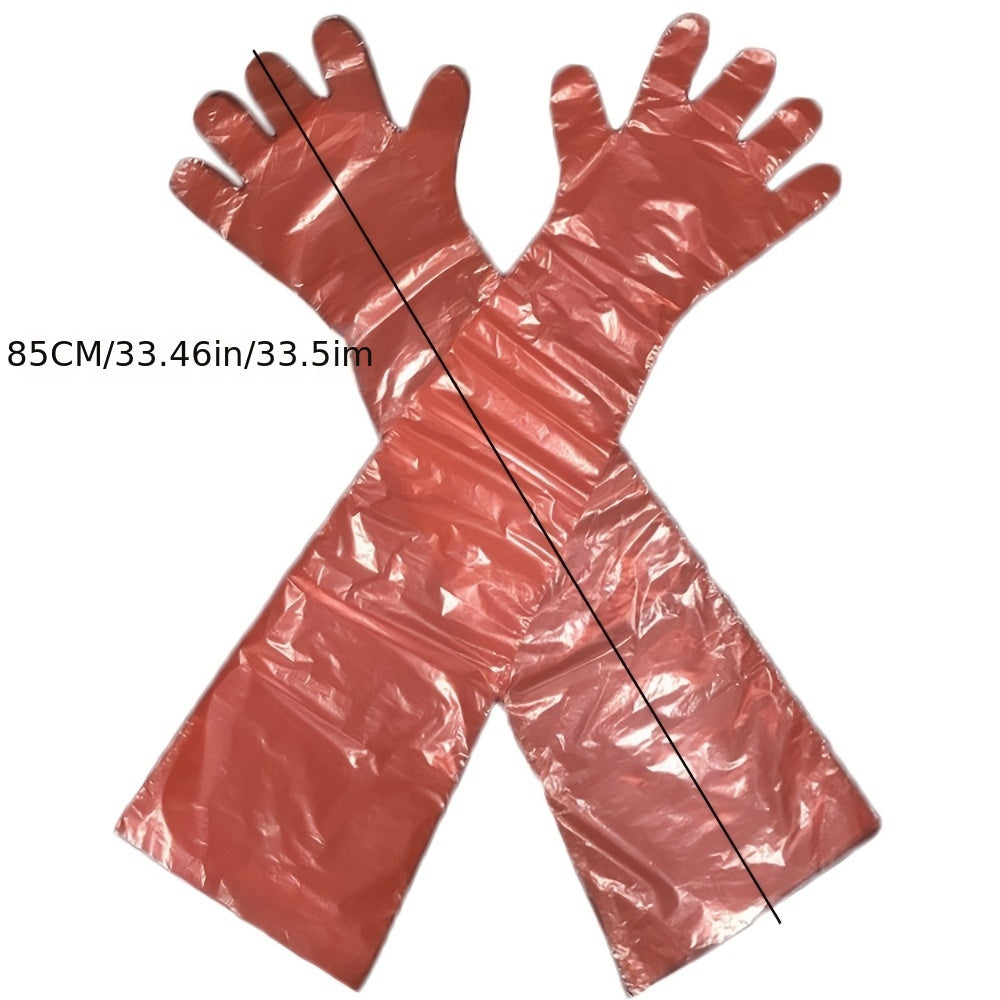 Pack of 50 Waterproof Disposable Gloves for Veterinary, Hunting & Outdoor Activities - Made of Lead-Free Plastic, Perfect for Home Cleaning Jobs