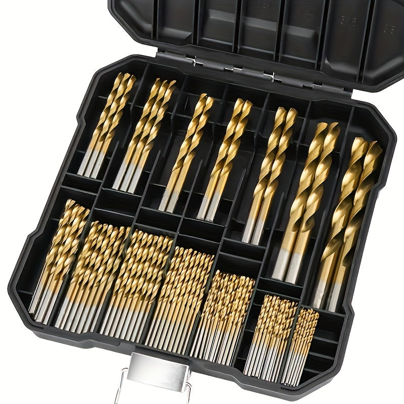 50 titanium-plated steel drill bits with round handles, ideal for electric drills, in sizes 1/1.5/2/2.5/3mm.