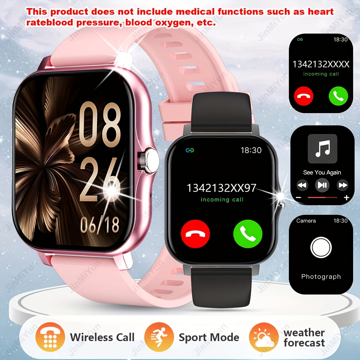 Get the 1.83 inch Full Screen Touch Sports Smartwatch for Men and Women with wireless call/message reminder and multiple sport modes. Answer/dial phone calls, take remote photos/play music