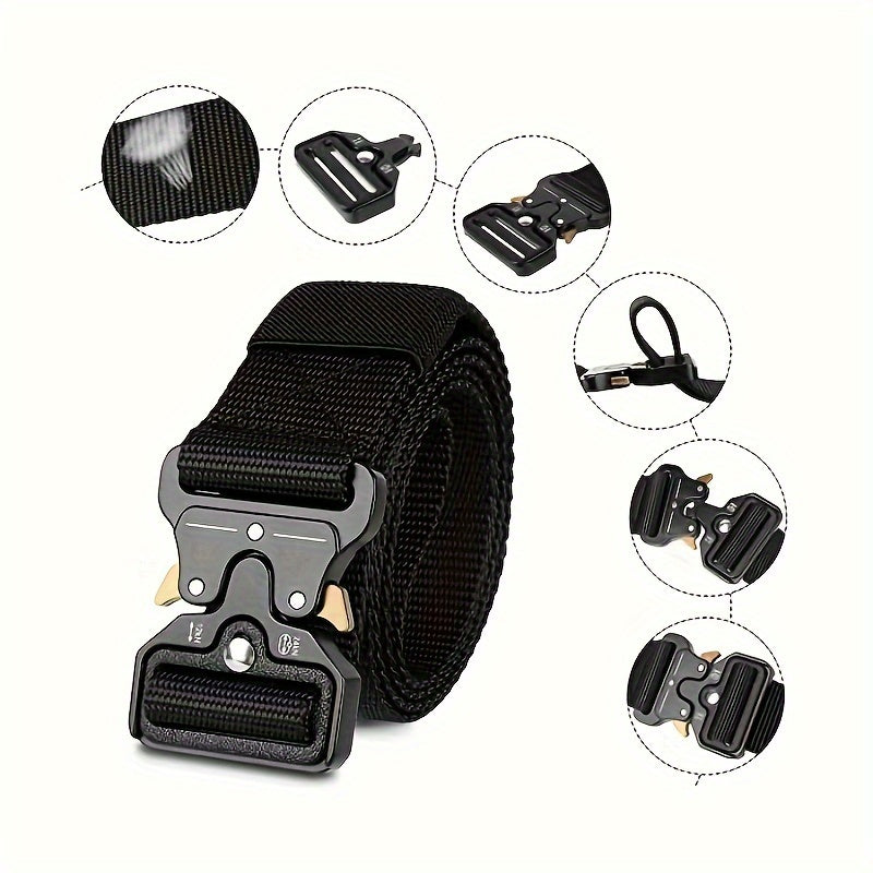 2pcs Tactical Multi-Function Belt for Men - Ideal for Hunting, Outdoors, and Gifting -Strong Plastic Buckle - Great for Valentine's Day