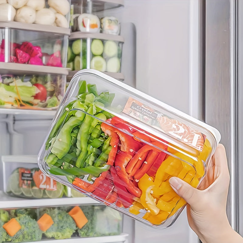 4 Stackable Refrigerator Organizer Bins - 1200ml/42oz Kitchen Fridge Storage Containers with Lids for Meat, Vegetables, and Fruit - BPA-Free Polypropylene Food-Safe Freshness Preservation Boxes