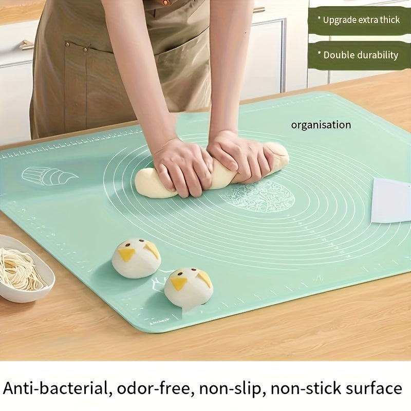 Get your hands on the 1pc Premium Silicone Kneading Mat, measuring 50.04 x 40.13cm. This mat is BPA-free, non-stick, and odor-free, featuring thick double durability for all your baking needs. Perfect for table baking, pizza, cake, and pastry dough, this