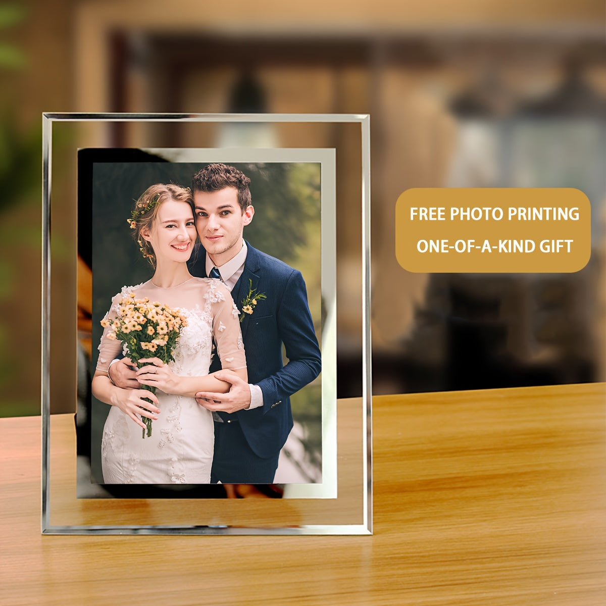 Qicai Xiaolu DIY Clear Tempered Glass Photo Frame in 15.24cm/17.78cm sizes - Enjoy Free Printing, Ideal for Home Decor, Wedding Memories, and Birthday Presents