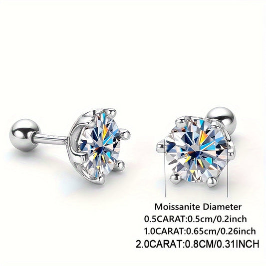 Luxurious Classic Round Shaped Stud Earrings in 18K Gold Plated Sterling Silver with Moissanite Gems. Perfect for Daily Wear, Date Nights, Parties, Vacations, Banquets, and Festivals. Ideal for Mother's Day gift. Comes in a beautiful Gift Box.