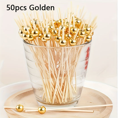 50 Bamboo Pearl Skewers for Party Decorations