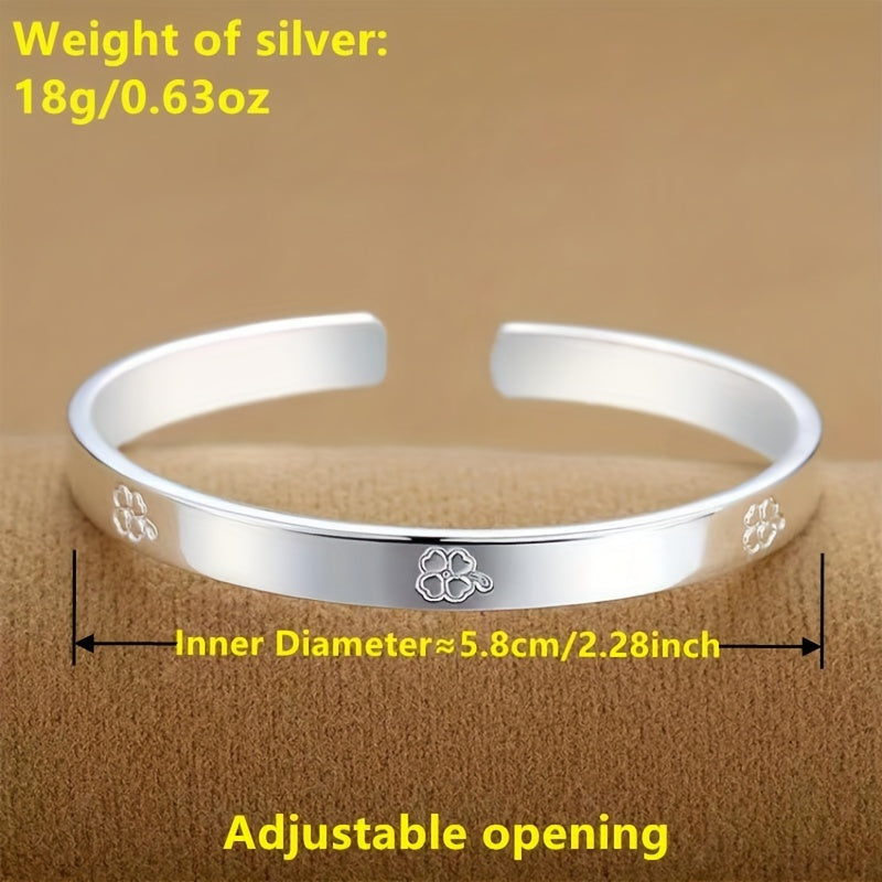 Stylish S999 Pure Silver Adjustable Cuff Bracelet - Trendy for Both Men and Women, Great for Everyday Wear, Ideal Present for Her, Safe for Sensitive Skin, Long-lasting Quality, Versatile Accessory for Any Occasion, Ideal for Holiday Gifting