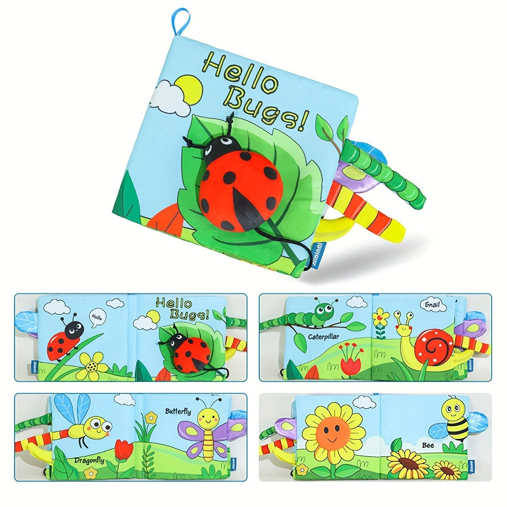 Soft Baby Books with High Contrast Design for USATDD, a Baby Toy that Encourages Touch and Feel. Crinkle Cloth Book for Infants during Tummy Time, made with Non-Toxic Fabrics. Includes a Tail and Sound for an Interactive Educational Experience. Perfect