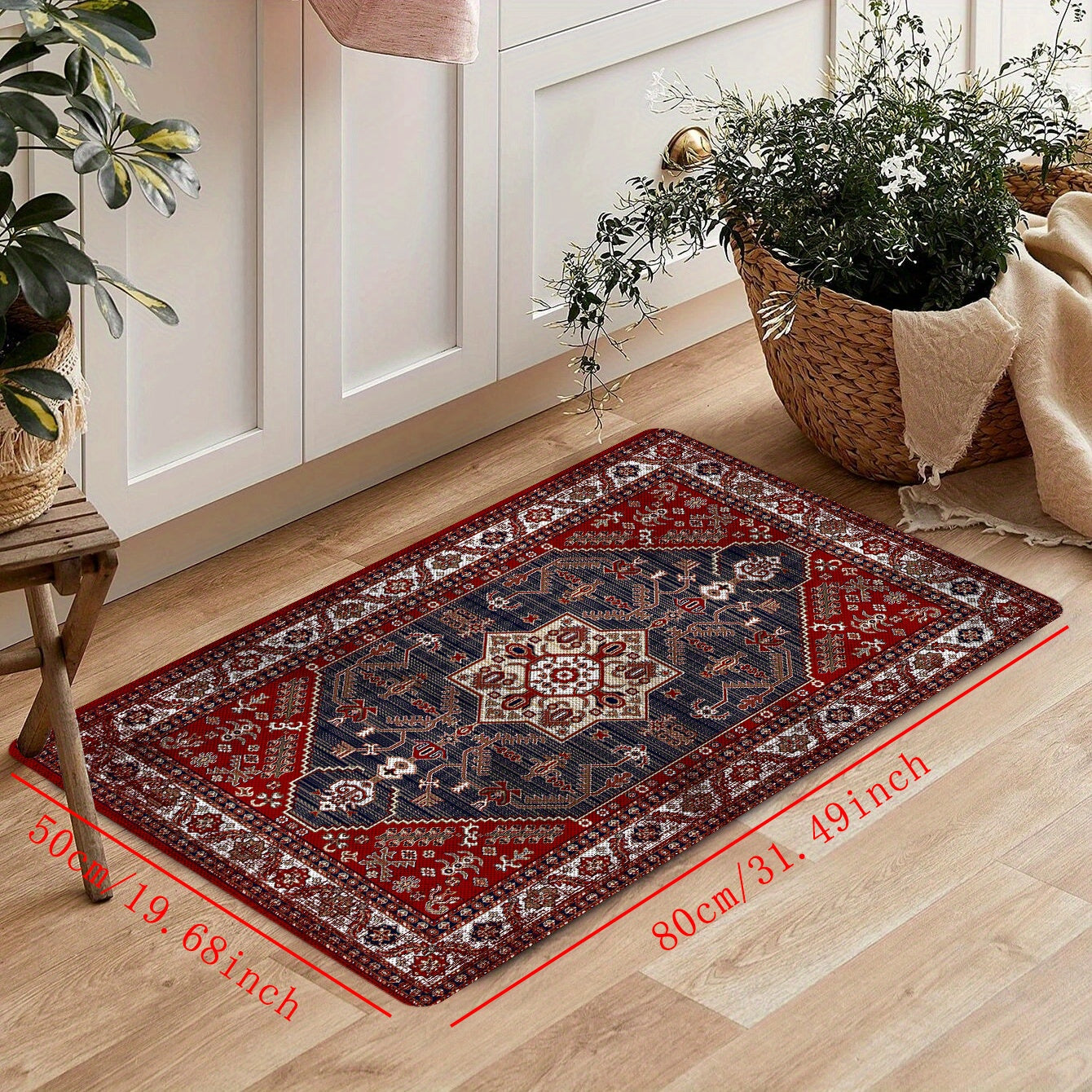 Vintage Boho Area Rug, 1 Piece, Non-slip and Stain Resistant, Fluffy Rug that is Machine Washable. Retro design with Waterproof and Anti-oil properties. Soft and Thickened with Shaggy texture, perfect for Living Room, Bedroom, Nursery, Game Room