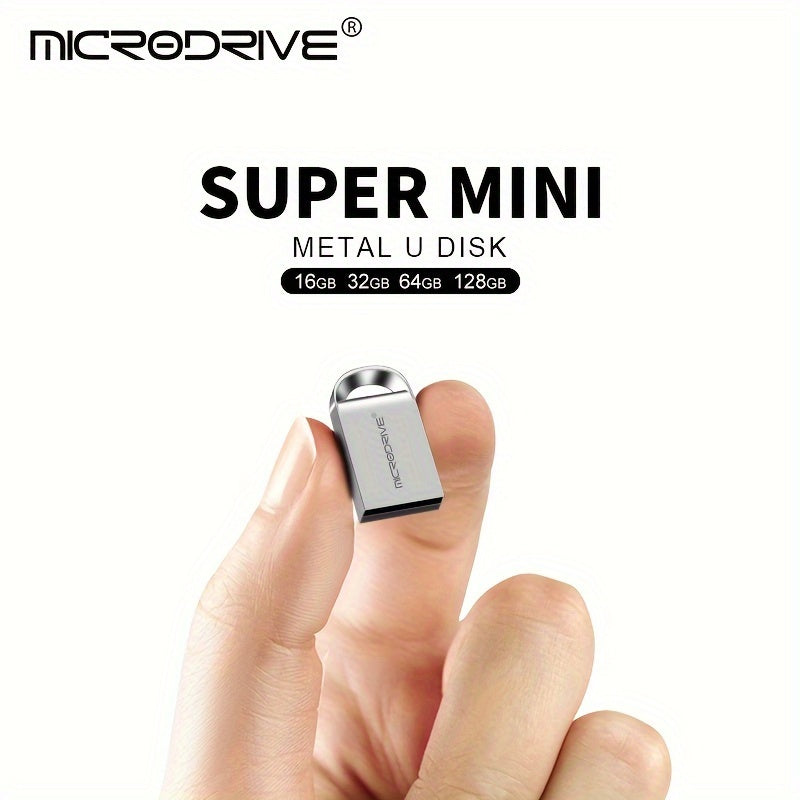 Microdrive mini USB flash drive with key ring, available in various sizes from 4GB to 128GB. Creative gift idea with MINI M1 buttons.