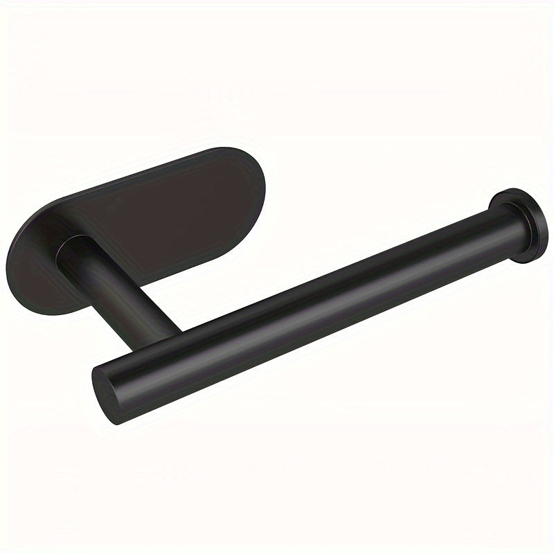 No-drill black stainless steel toilet paper holder for bathroom/kitchen.