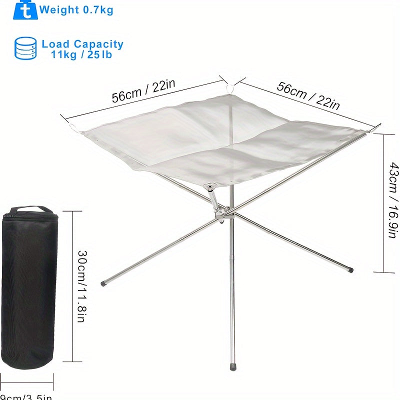 Stainless steel BBQ grill, portable and durable, perfect for outdoor cooking. Features non-stick surface, foldable design, adjustable height, and wind guard. Ideal for camping and picnics.