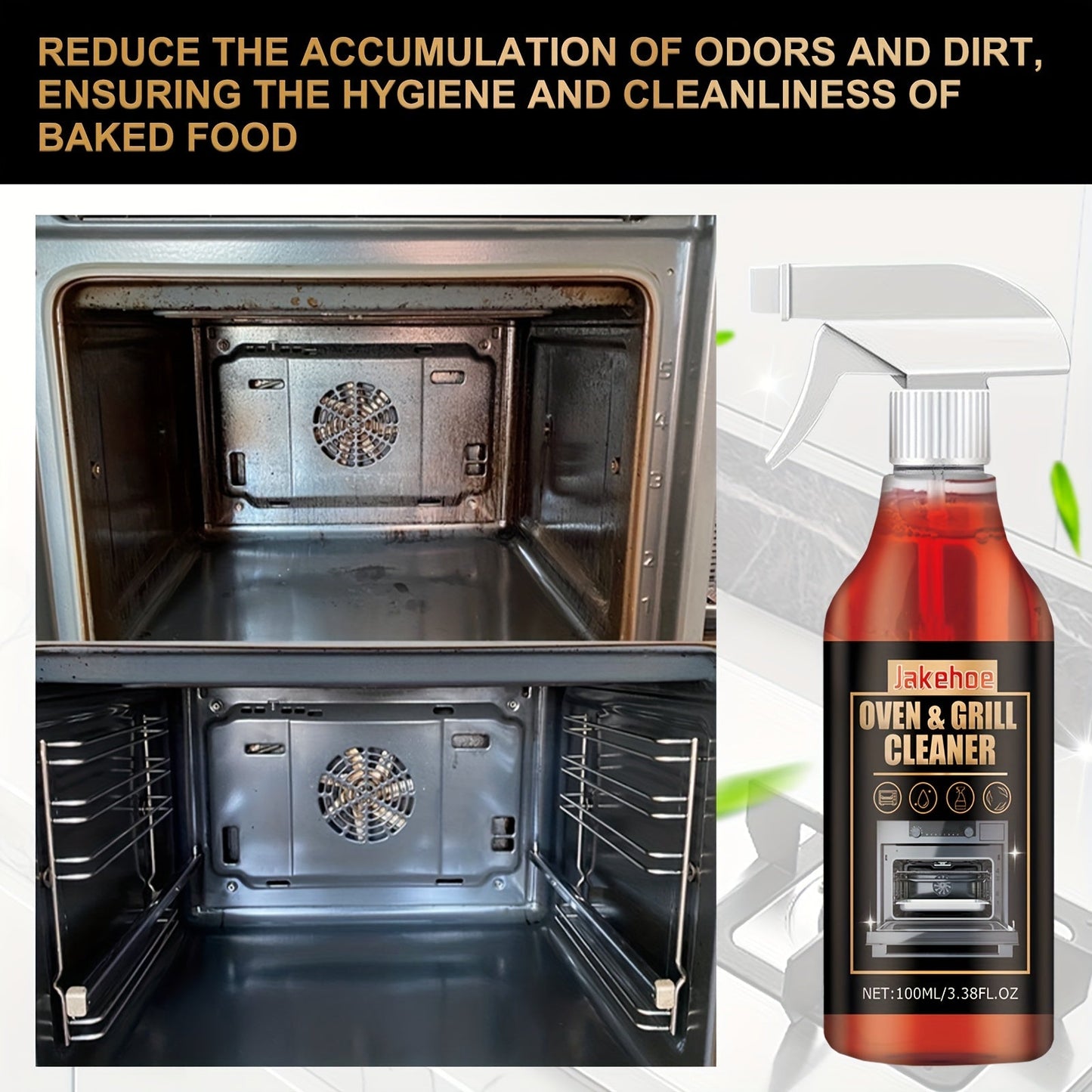 Jakehoe Oven & Grill Cleaner is a powerful citral-based liquid degreaser specifically designed for tackling kitchen stains. This residue-free formula is safe to use on linoleum surfaces and comes in a convenient 3.38 fl oz size.