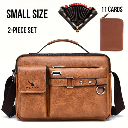 WEIXIER shoulder bag set includes satchel, casual bag, card holder wallet with multi-card slots.