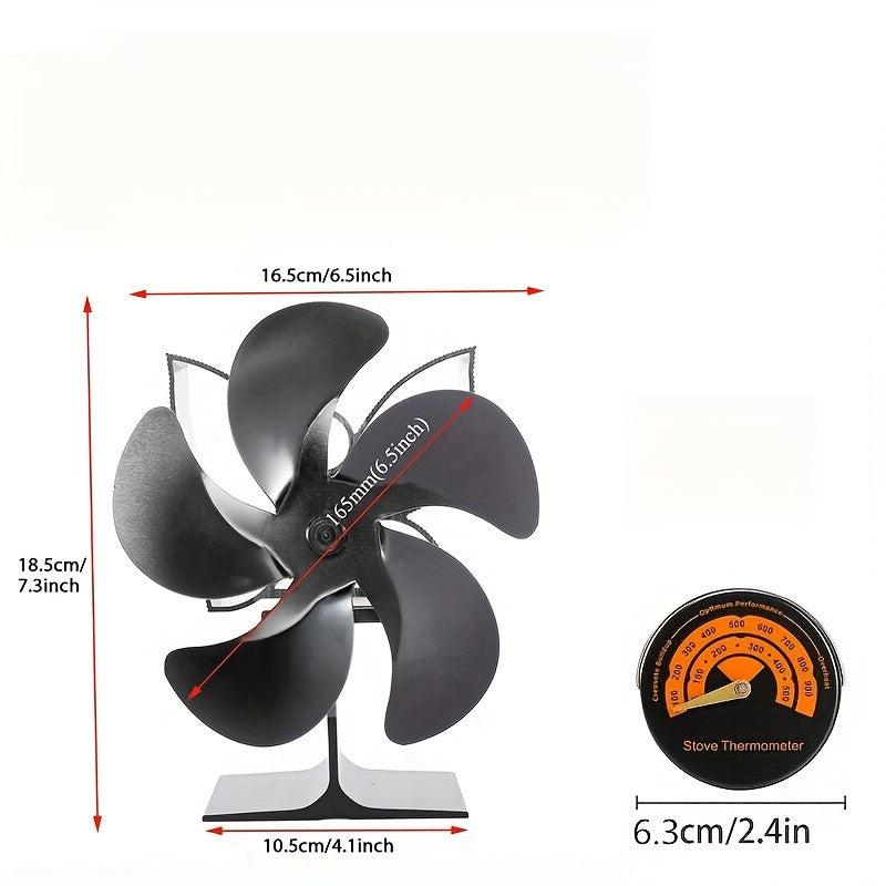 Enhance Heat Distribution for Wood, Gas, or Log Burning Stoves with 5 Standing Fan Blades - Electricity-Free Solution