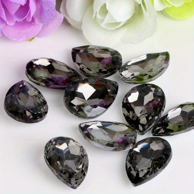 Set of 30 Vibrant Teardrop Rhinestones, Perfect for Adding a Pop of Color to Your DIY Necklace, Bracelet, or Keychain Creations