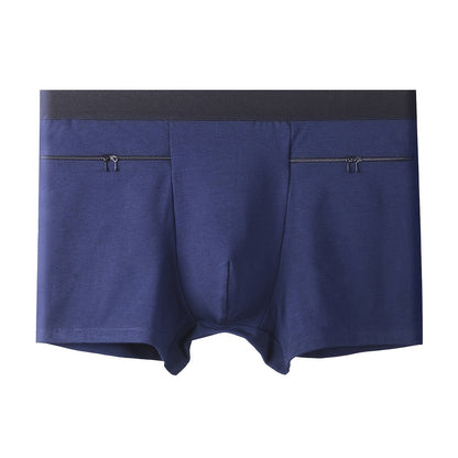 Men's travel underwear with large pockets, square cut, double zipper, and enough space to hide a passport.